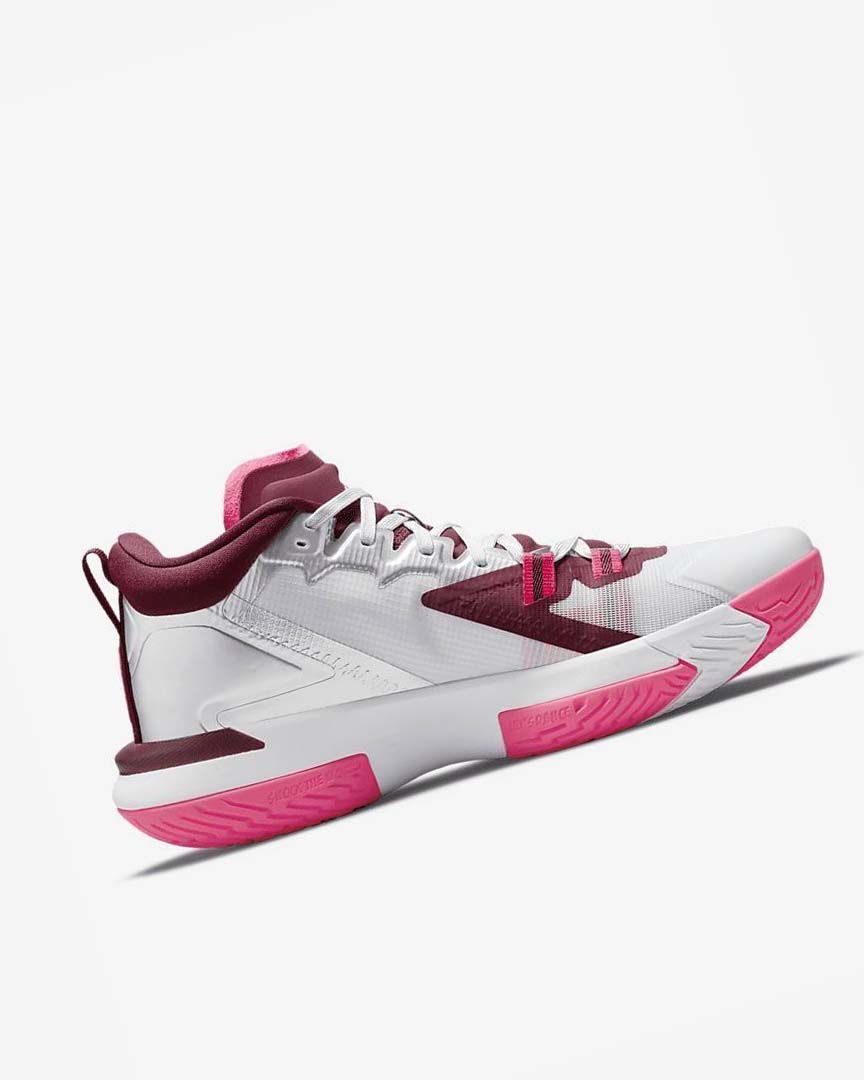 White / Pink / Burgundy Men's Nike Zion 1 Basketball Shoes | UK4692