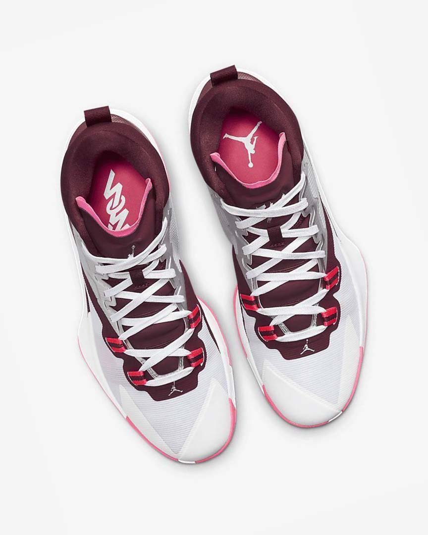 White / Pink / Burgundy Men's Nike Zion 1 Basketball Shoes | UK4692