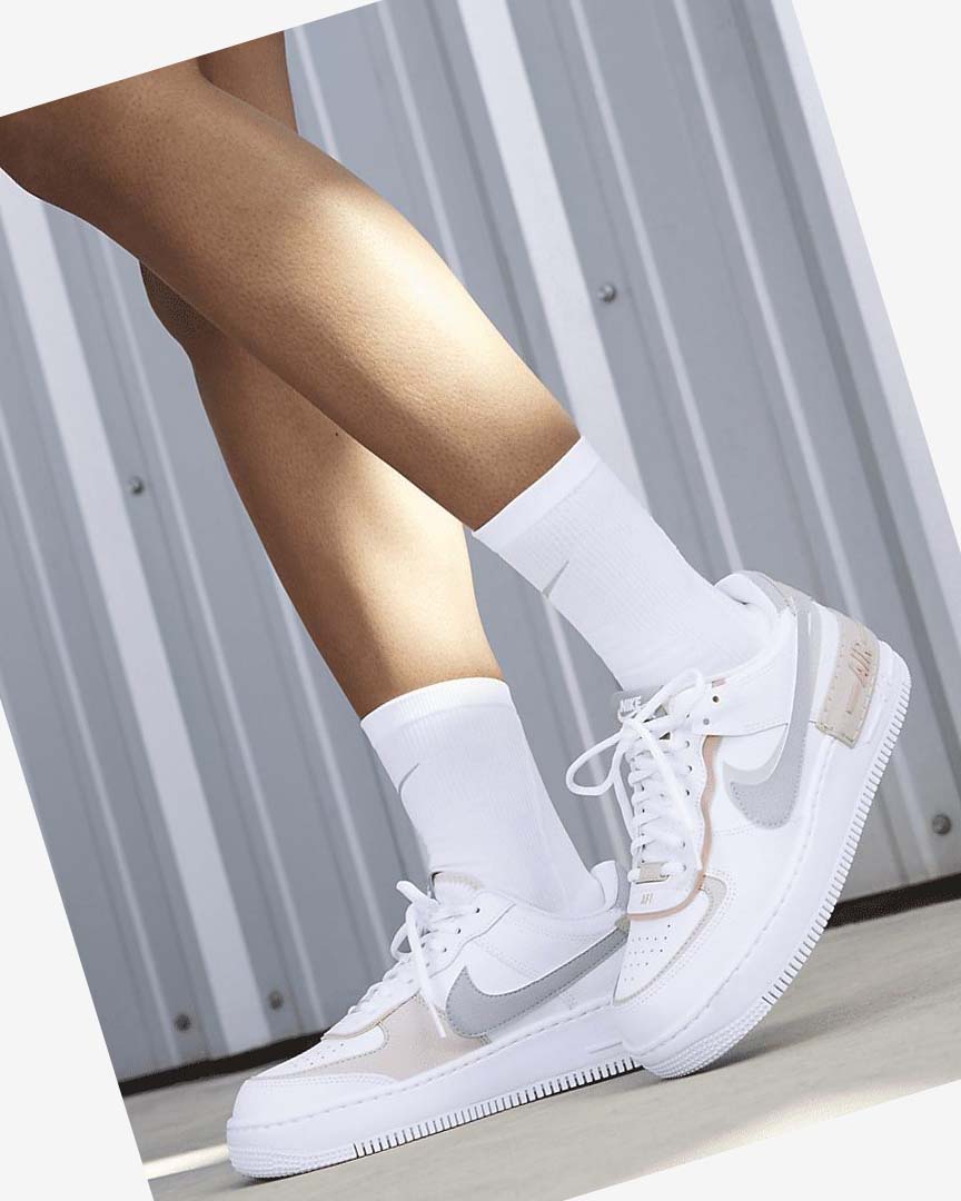 White / Pink / Rose / Grey Women's Nike Air Force 1 Shadow Sneakers | UK5488