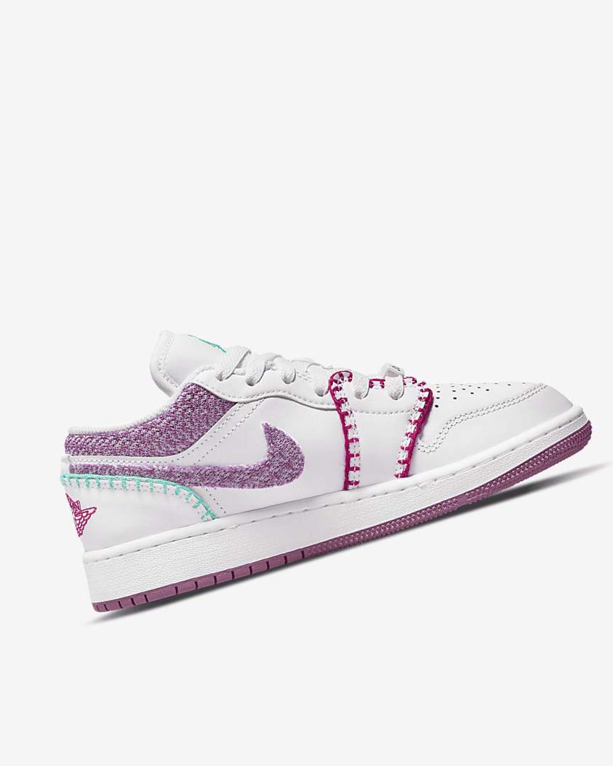 White / Pink / Turquoise / Light Burgundy Girls' Nike Air Jordan 1 Low SE Sneakers | UK2768