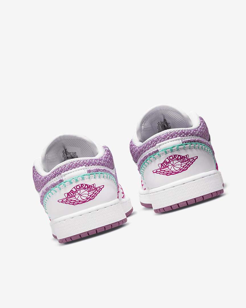 White / Pink / Turquoise / Light Burgundy Girls' Nike Air Jordan 1 Low SE Sneakers | UK2768