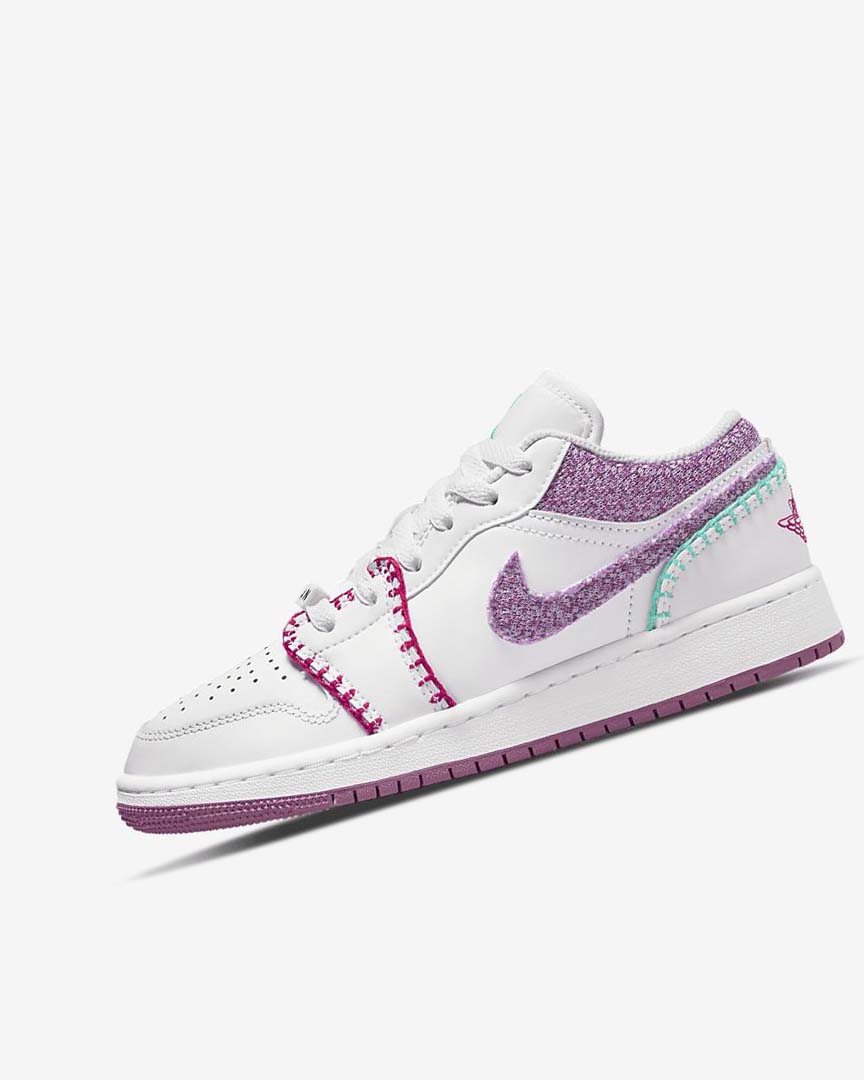 White / Pink / Turquoise / Light Burgundy Girls\' Nike Air Jordan 1 Low SE Sneakers | UK2768