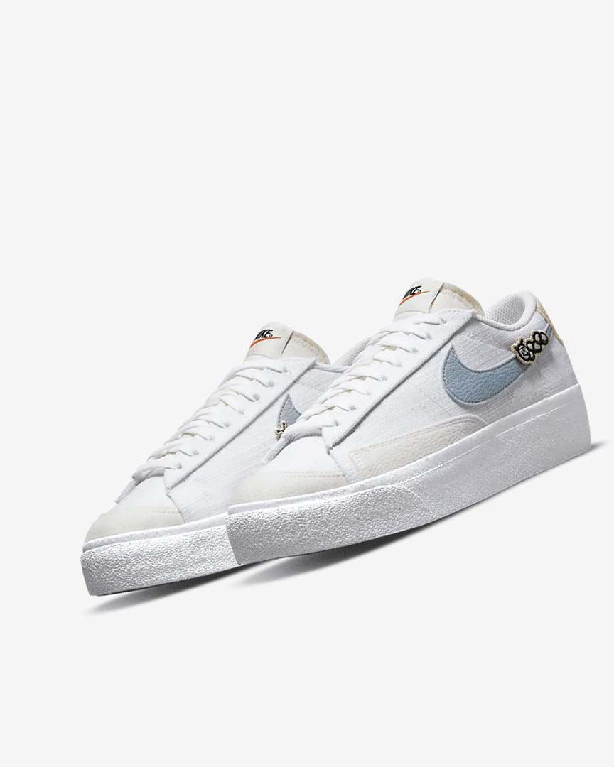 White / Pink / White / Blue Women's Nike Blazer Low Platform Next Nature Sneakers | UK2588