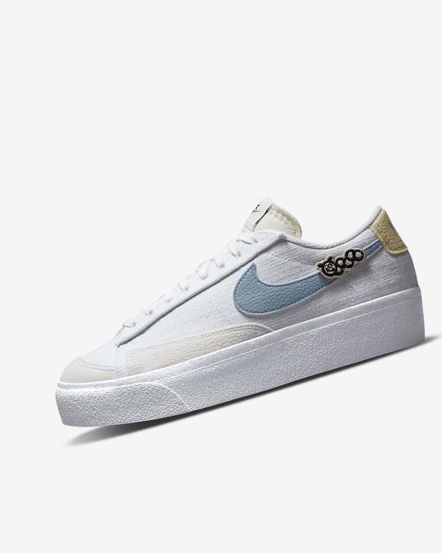 White / Pink / White / Blue Women\'s Nike Blazer Low Platform Next Nature Sneakers | UK2588