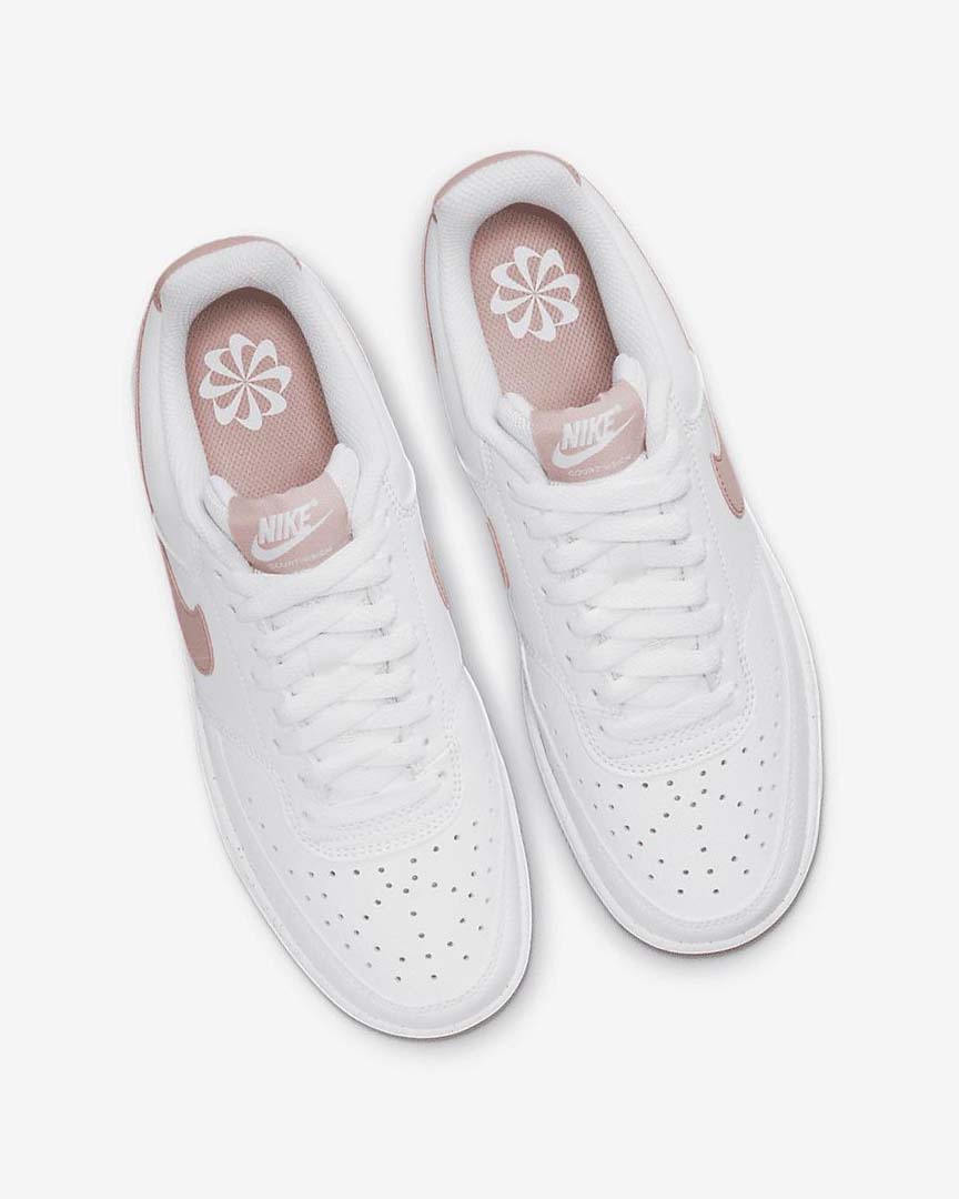 White / Pink Women's Nike Court Vision Low Next Nature Sneakers | UK2537