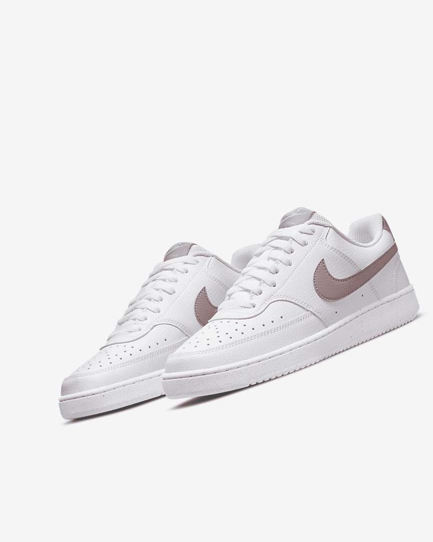 White / Pink Women's Nike Court Vision Low Next Nature Sneakers | UK2537