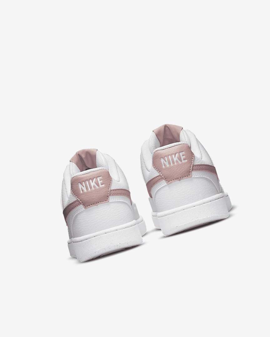 White / Pink Women's Nike Court Vision Low Next Nature Sneakers | UK2537