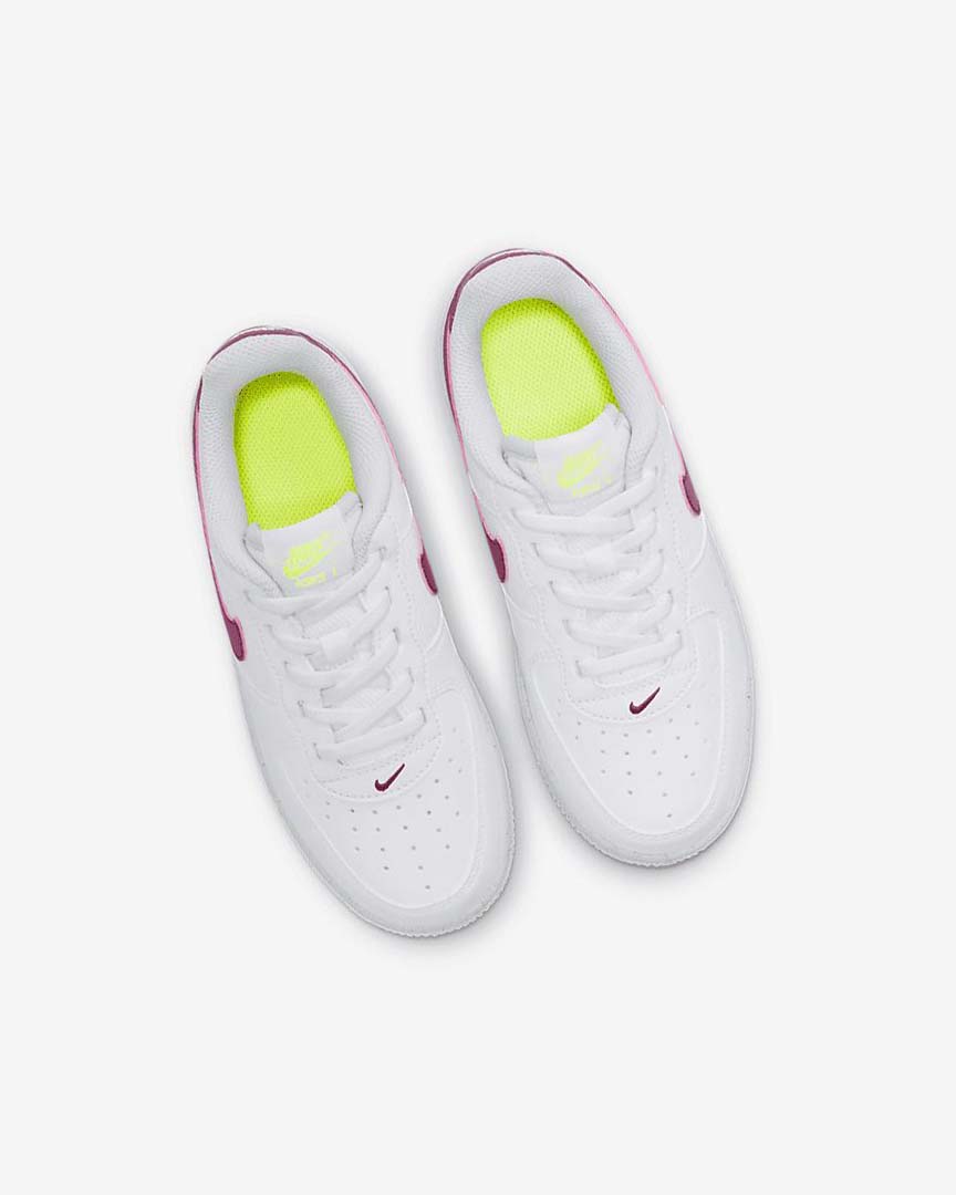 White / Platinum Girls' Nike Force 1 Next Nature Shoes | UK5130