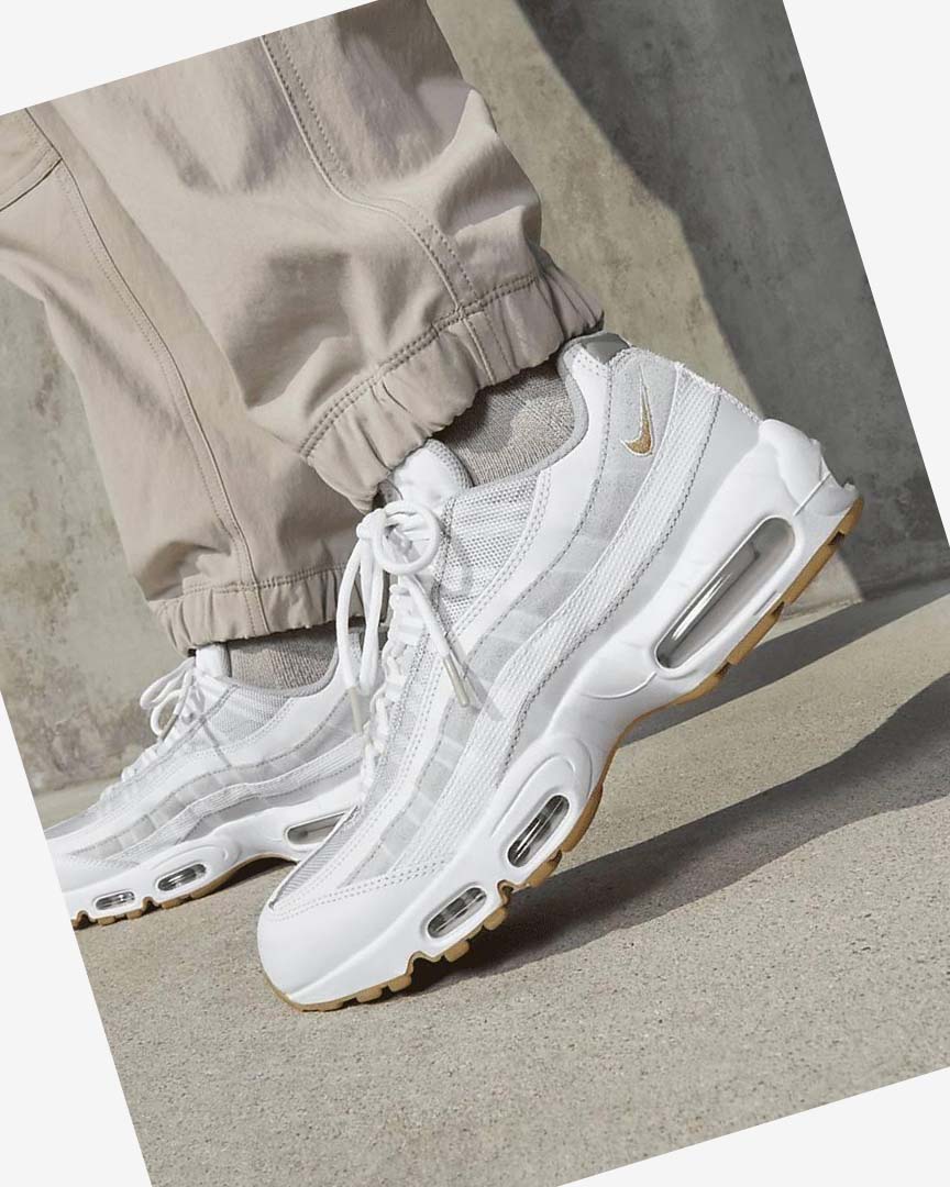 White / Platinum / Grey / Deep Yellow Men's Nike Air Max 95 Casual Shoes | UK5268