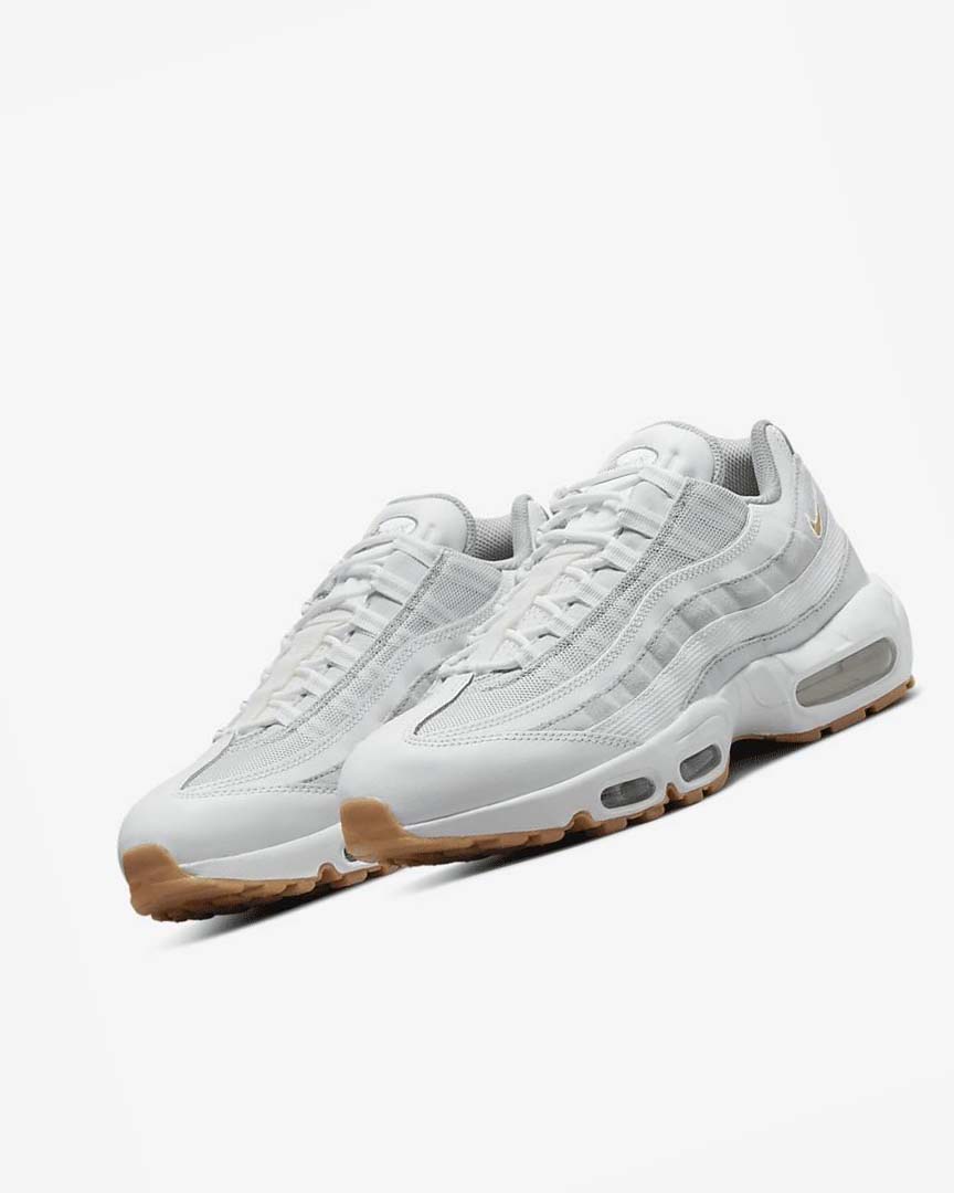 White / Platinum / Grey / Deep Yellow Men's Nike Air Max 95 Casual Shoes | UK5268