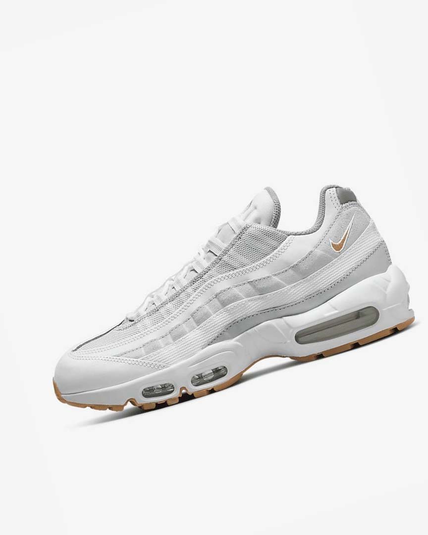 White / Platinum / Grey / Deep Yellow Men\'s Nike Air Max 95 Casual Shoes | UK5268