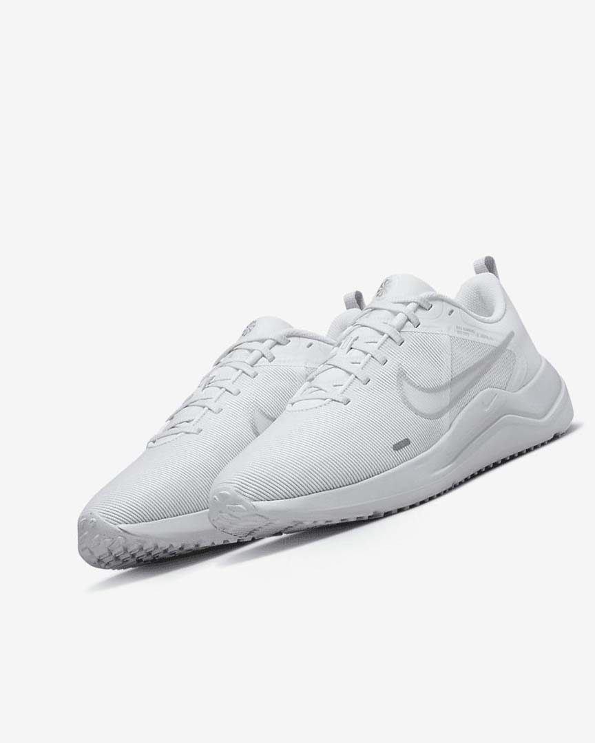 White / Platinum / Metal Silver Women's Nike Downshifter 12 Running Shoes | UK4682