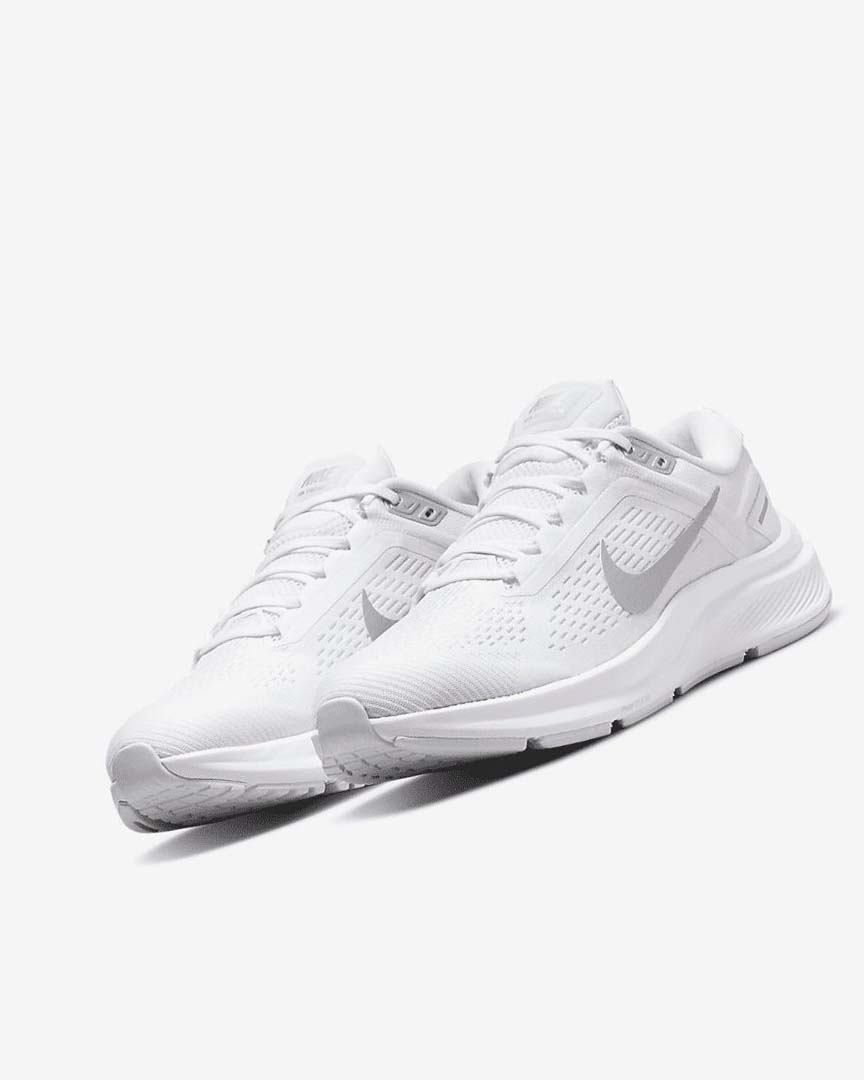 White / Platinum / Platinum / Metal Silver Women's Nike Air Zoom Structure 24 Running Shoes | UK4844