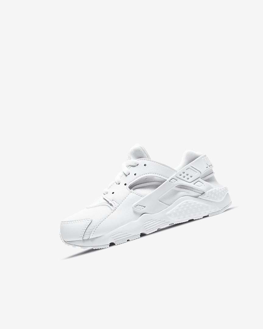 White / Platinum / White Boys\' Nike Huarache Run Shoes | UK5160