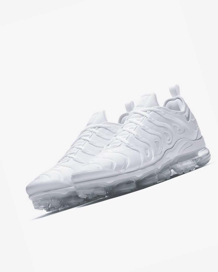 White / Platinum / White Men's Nike Air VaporMax Plus Sneakers | UK2652