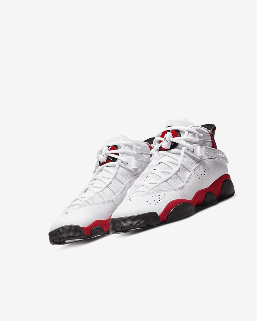 White / Red / Black Boys' Nike Jordan 6 Rings Basketball Shoes | UK1189