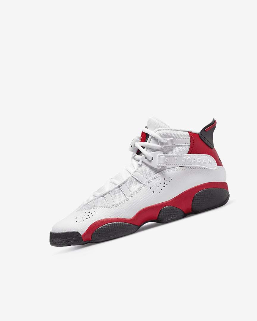 White / Red / Black Boys\' Nike Jordan 6 Rings Basketball Shoes | UK1189