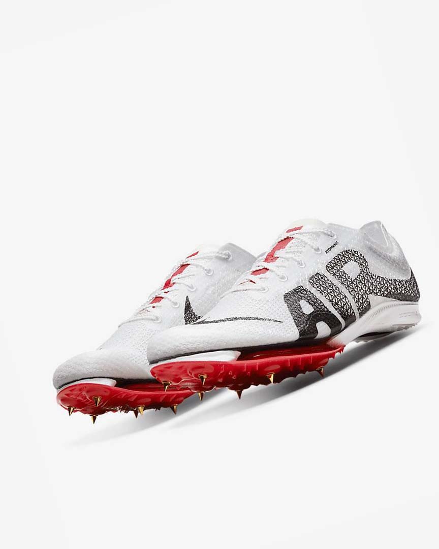 White / Red / Black Men's Nike Air Zoom Victory More Uptempo Spikes | UK3227