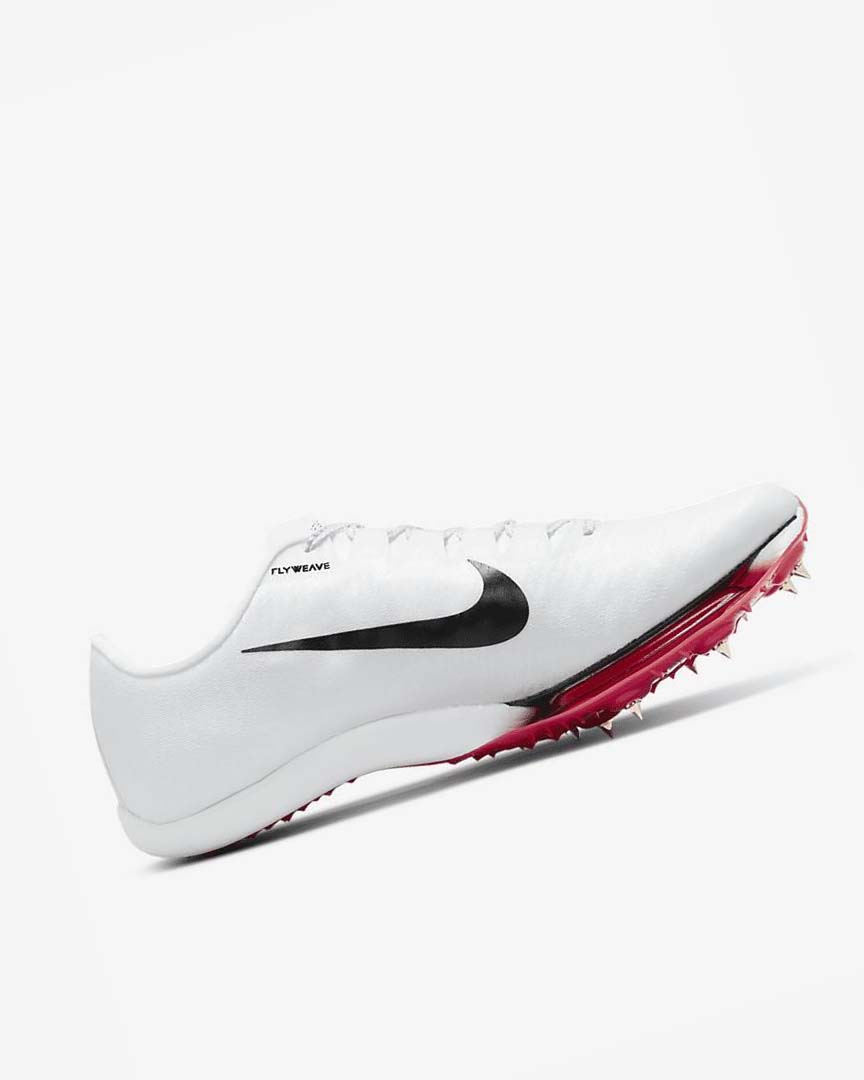 White / Red / Black Men's Nike Air Zoom Maxfly More Uptempo Spikes | UK5031