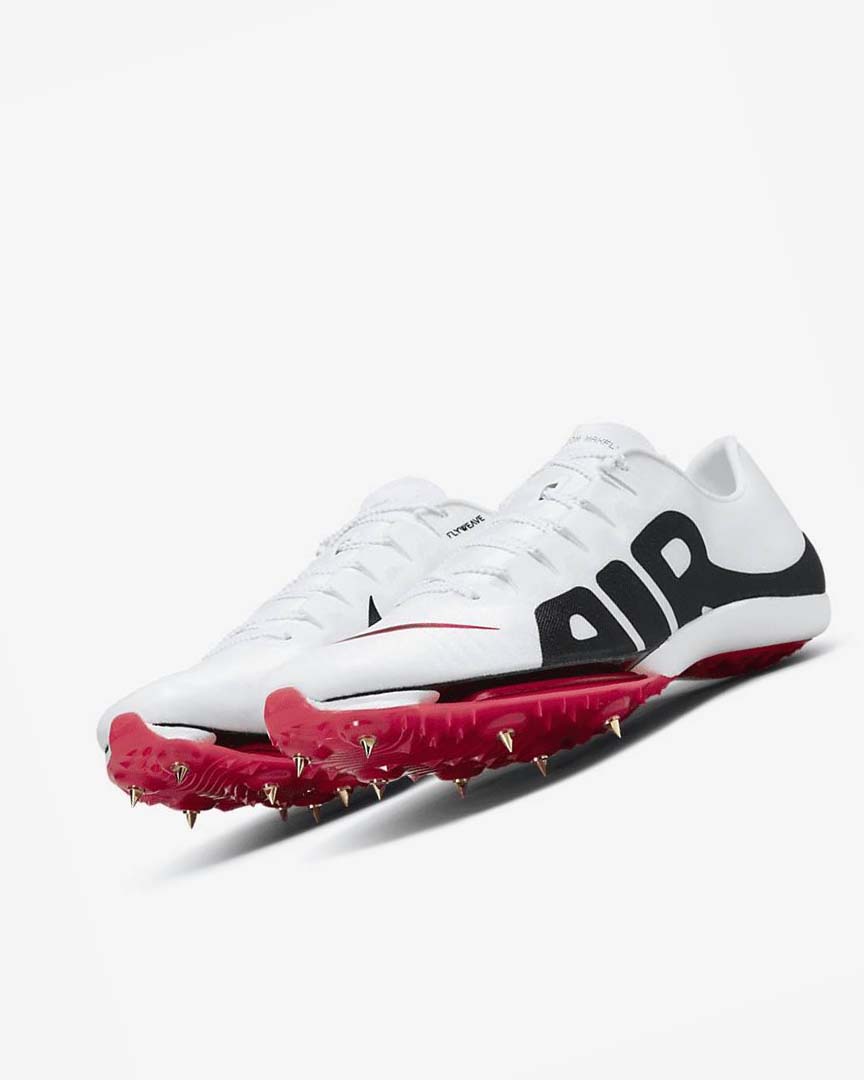 White / Red / Black Men's Nike Air Zoom Maxfly More Uptempo Spikes | UK5031