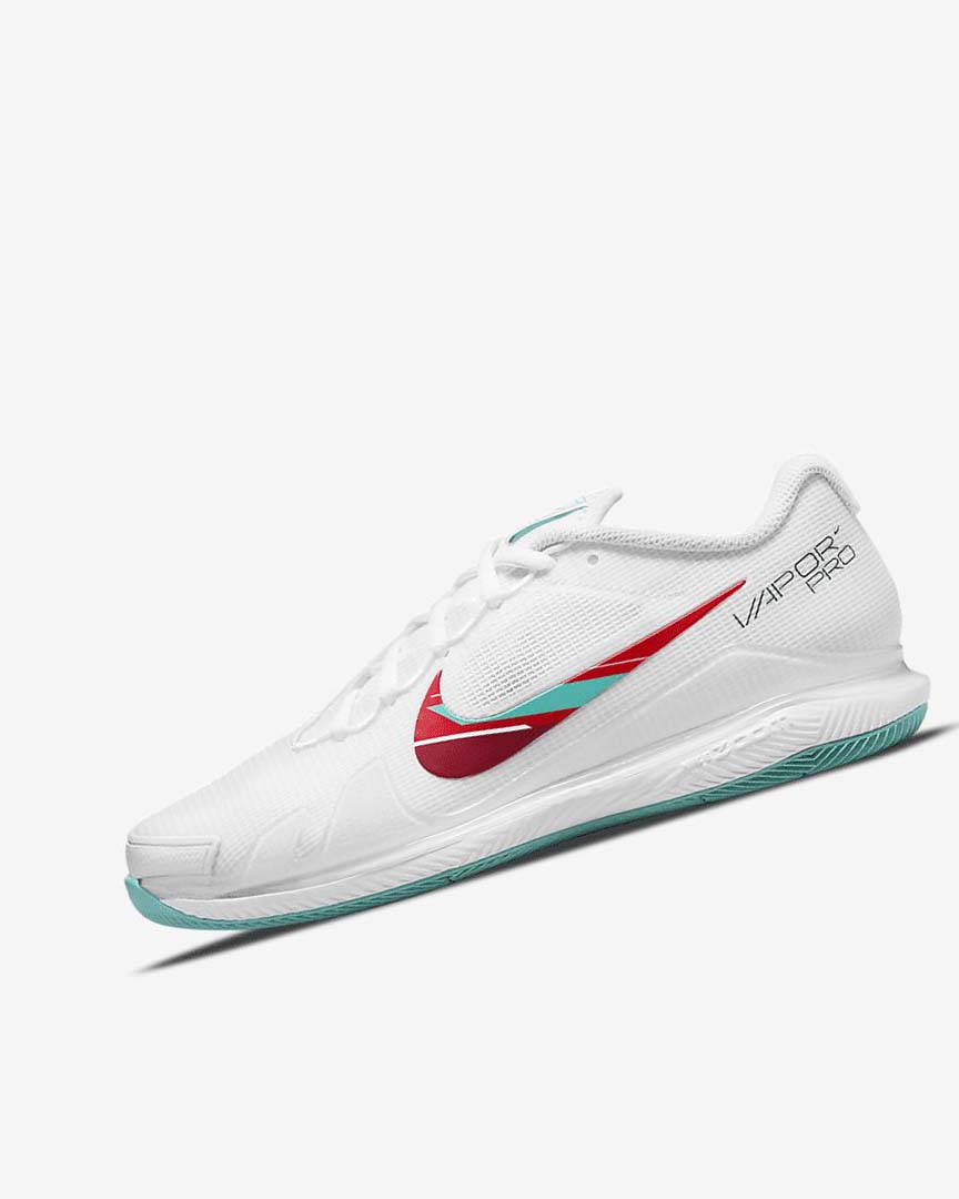 White / Red / Burgundy / Turquoise Women\'s Nike Court Air Zoom Vapor Pro Tennis Shoes | UK3052