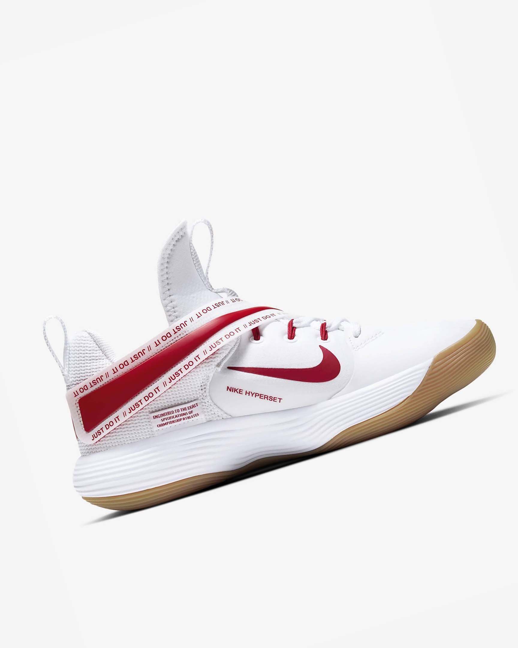 White / Red Men's Nike React HyperSet Volleyball Shoes | UK4865