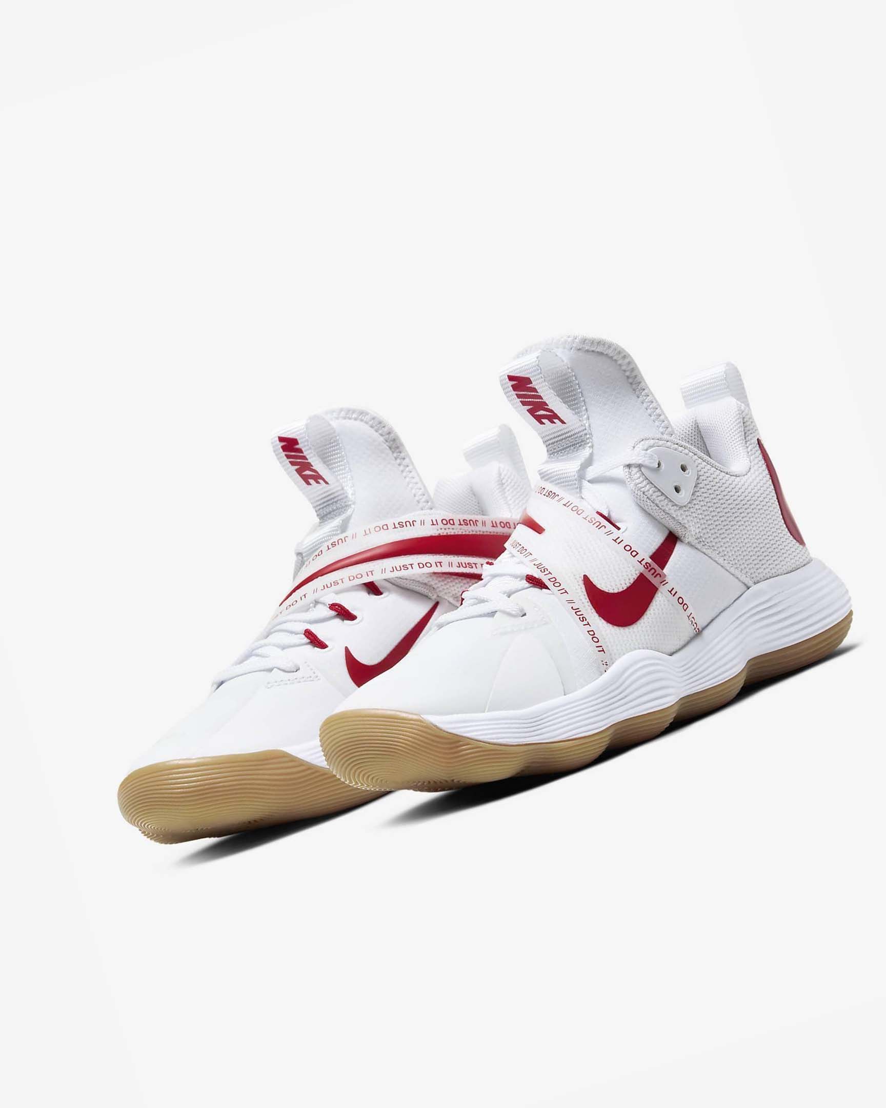 White / Red Men's Nike React HyperSet Volleyball Shoes | UK4865