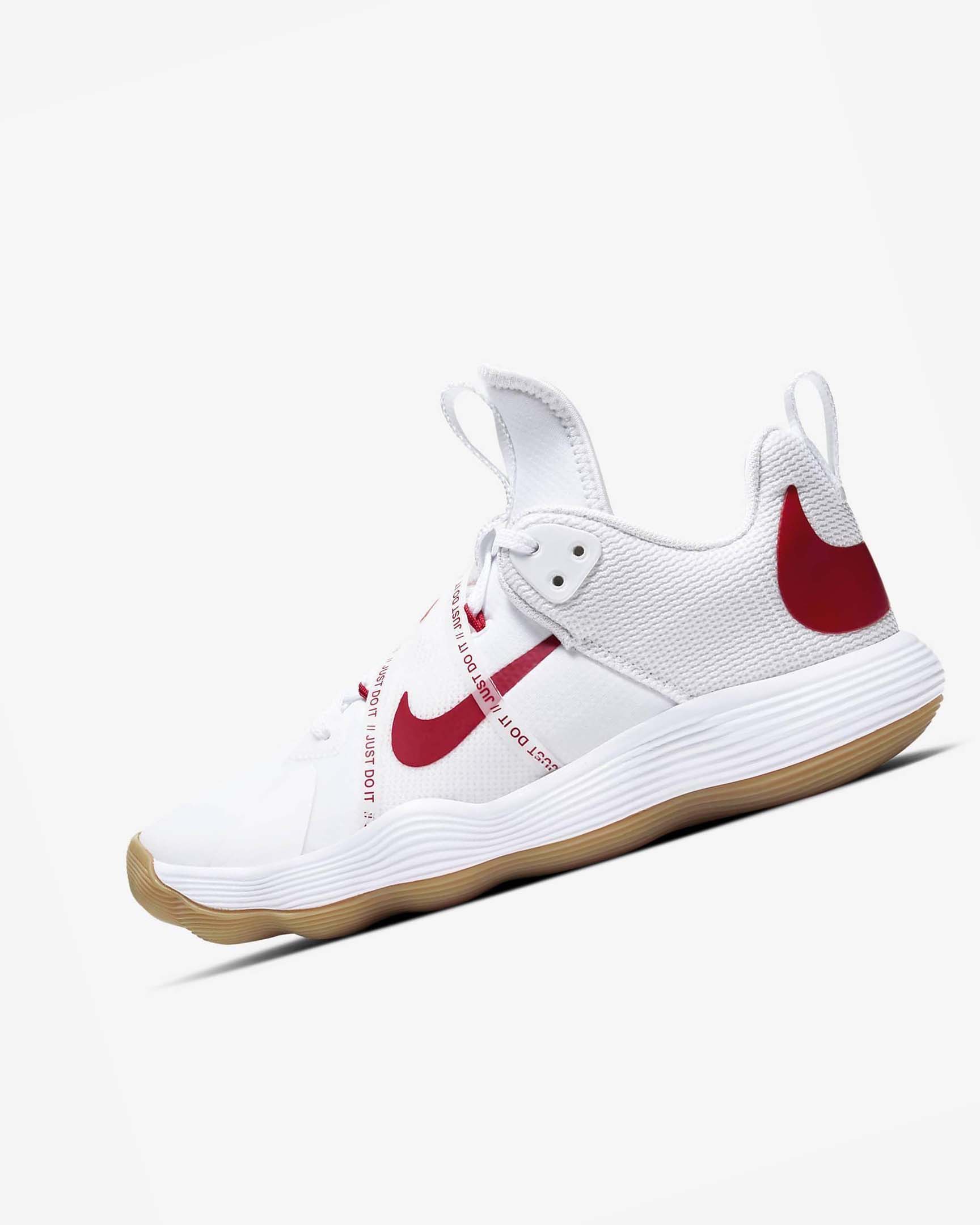 White / Red Men\'s Nike React HyperSet Volleyball Shoes | UK4865