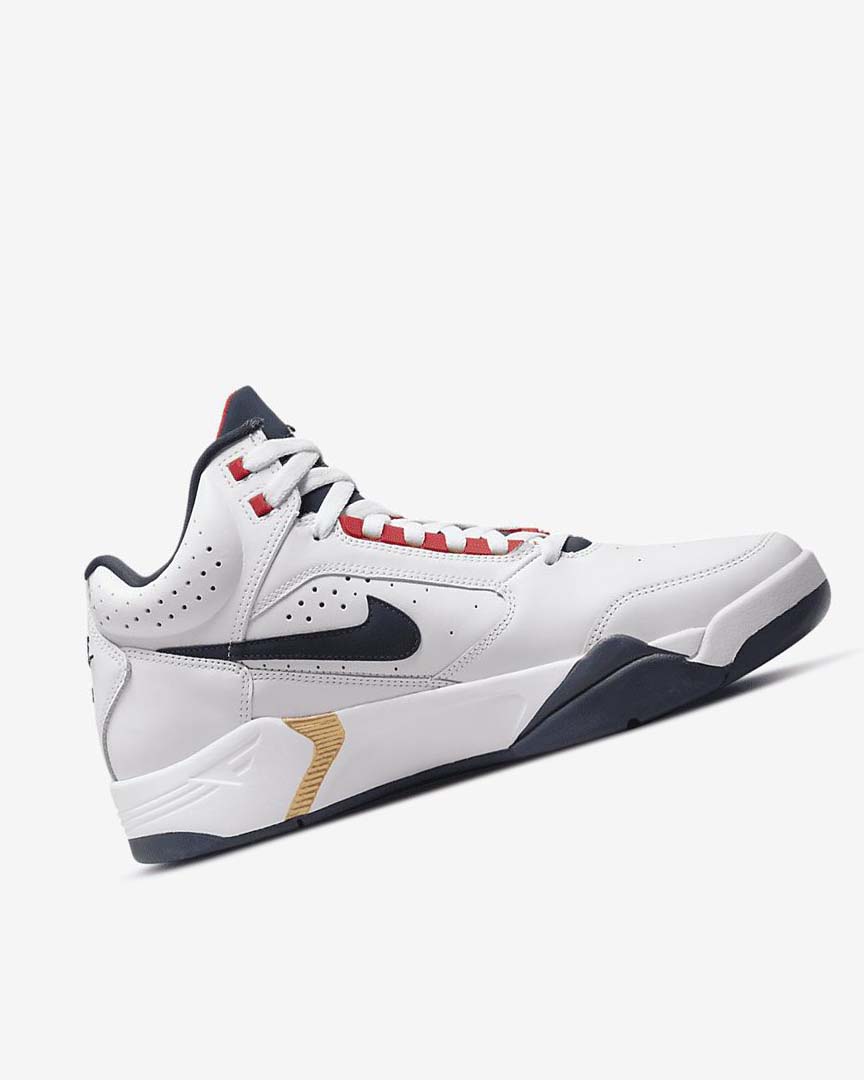 White / Red / Metal Gold / Navy Men's Nike Air Flight Lite Mid Casual Shoes | UK4551