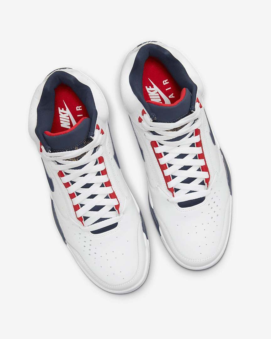 White / Red / Metal Gold / Navy Men's Nike Air Flight Lite Mid Casual Shoes | UK4551