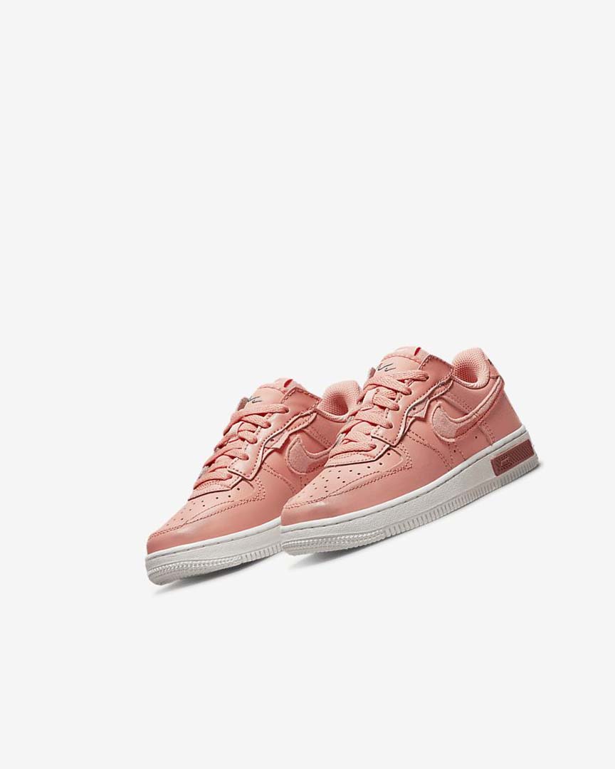 White / Red Pink / Light Girls' Nike Force 1 Fontanka Shoes | UK2703