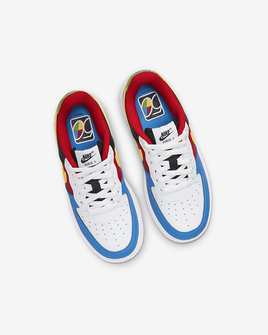 White / Red / Royal / Gold Boys' Nike Force 1 LV8 Shoes | UK2527