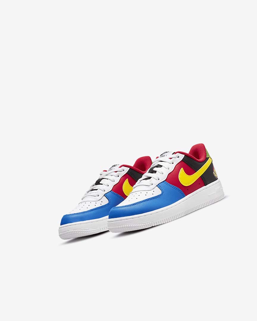 White / Red / Royal / Gold Girls' Nike Force 1 LV8 Shoes | UK2553