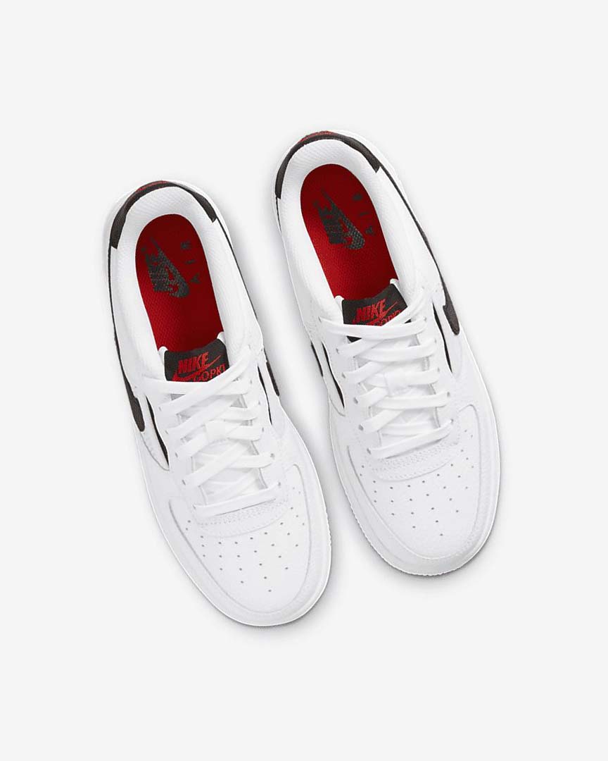 White / Red / White / Black Boys' Nike Air Force 1 LV8 Sneakers | UK3016