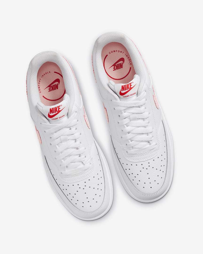 White / Red Women's Nike Court Vision LO Sneakers | UK2998