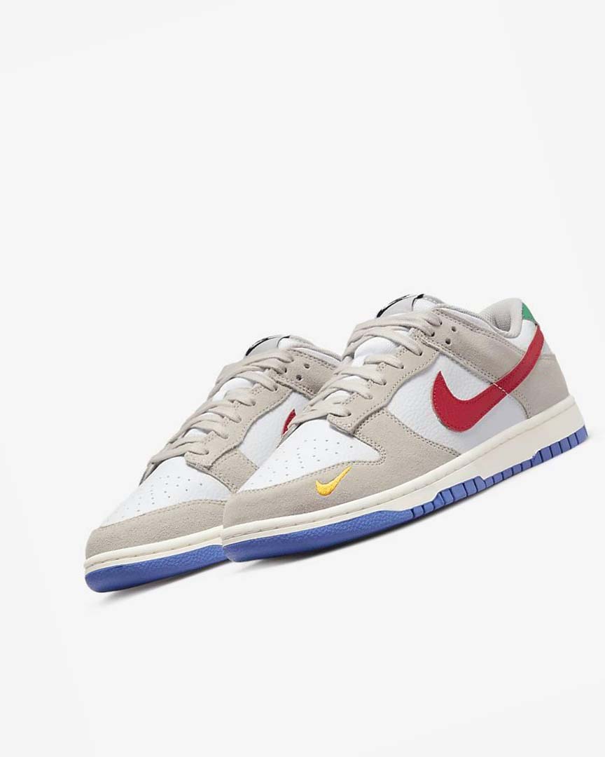 White / Royal / Red Men's Nike Dunk Low Sneakers | UK2326