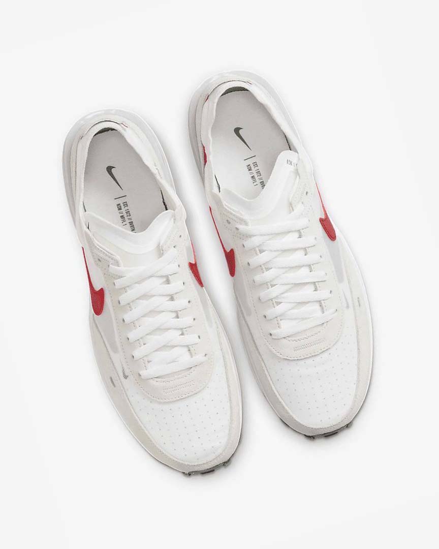 White / Silver / Red Men's Nike Waffle One Sneakers | UK2640