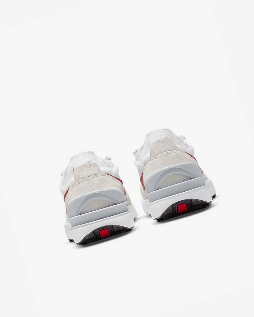 White / Silver / Red Men's Nike Waffle One Sneakers | UK2640