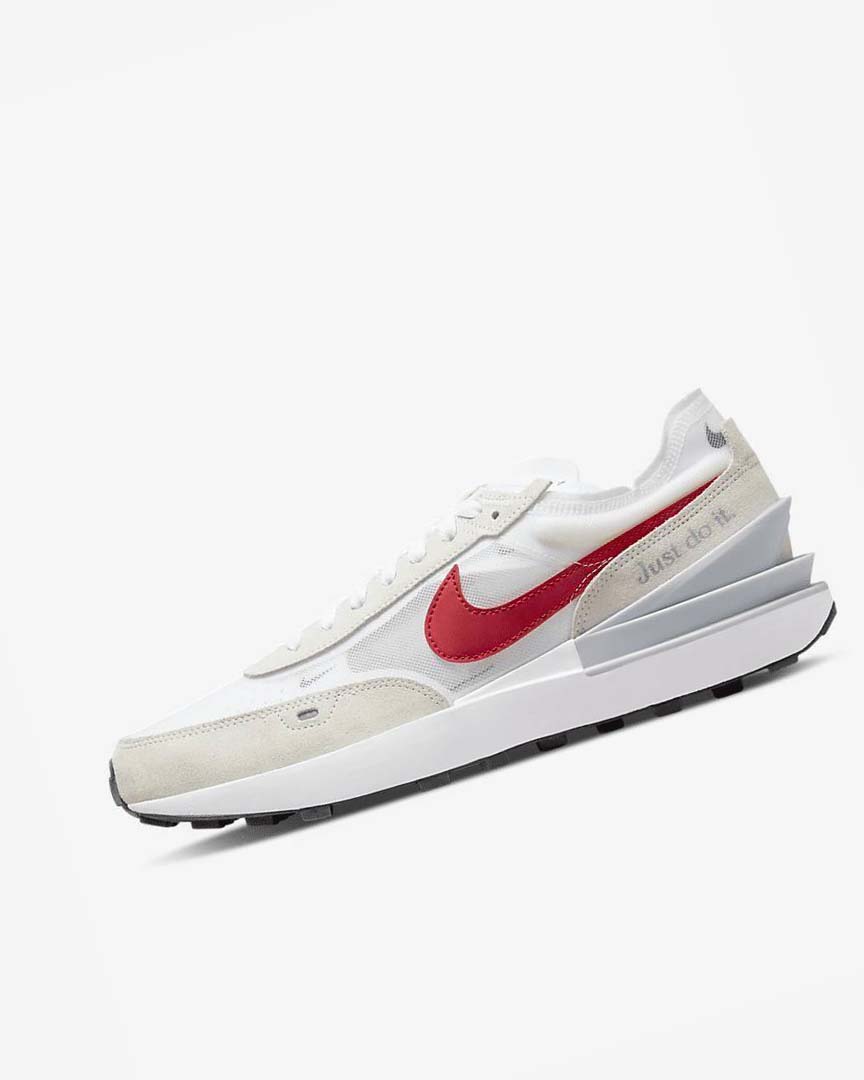 White / Silver / Red Men\'s Nike Waffle One Sneakers | UK2640