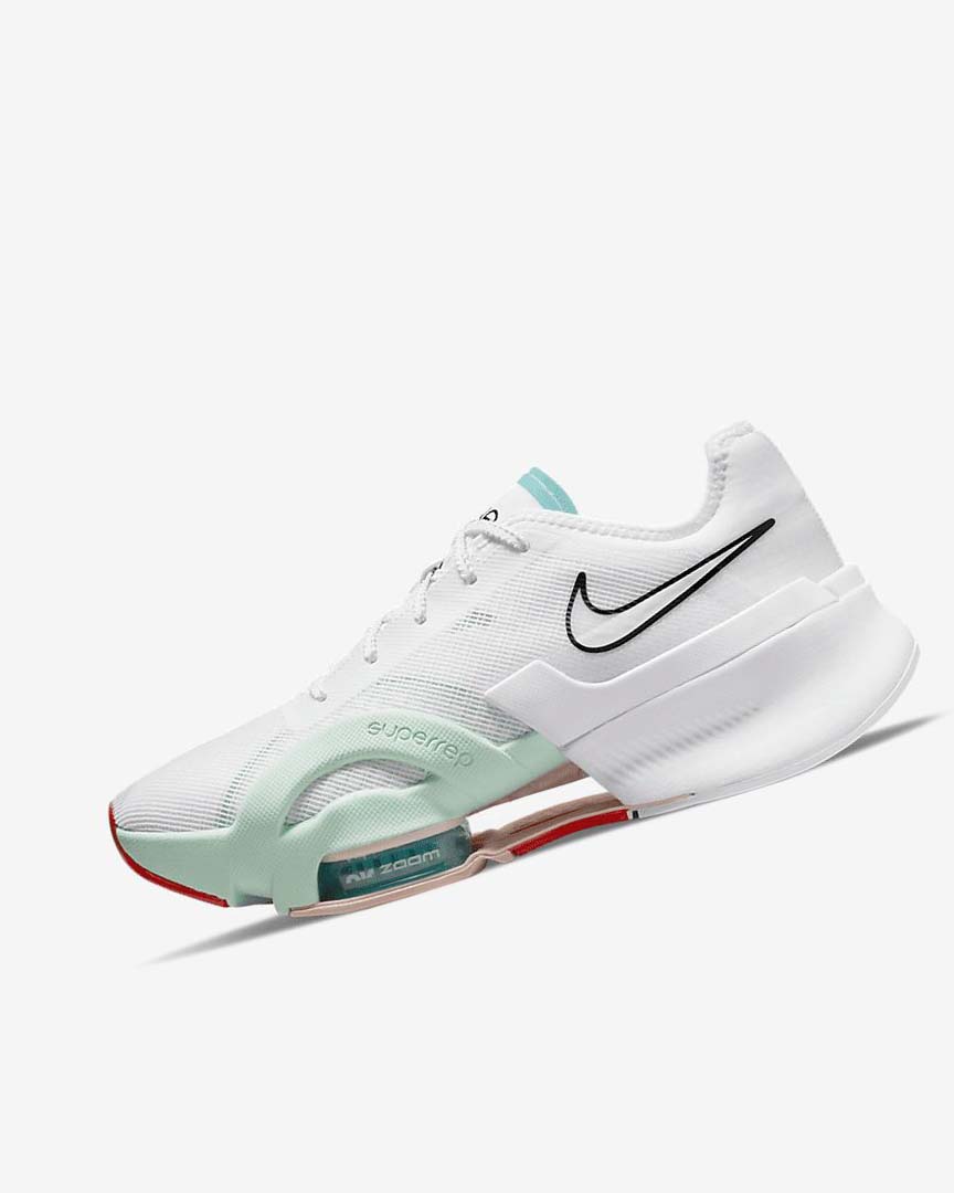 White / Turquoise / Green / Black Women\'s Nike Air Zoom SuperRep 3 Training Shoes | UK3159