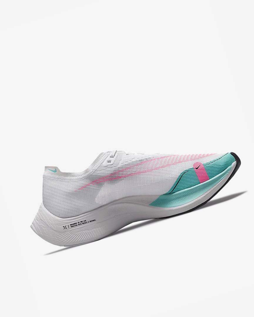 White / Turquoise / Pink Men's Nike ZoomX Vaporfly Next% 2 Running Shoes | UK1102