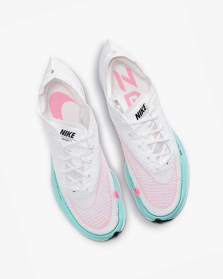 White / Turquoise / Pink Men's Nike ZoomX Vaporfly Next% 2 Running Shoes | UK1102