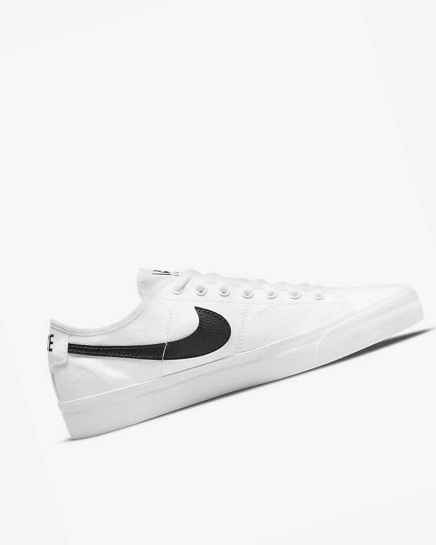 White / White / Black / Black Men's Nike SB BLZR Court Skate Shoes | UK4986