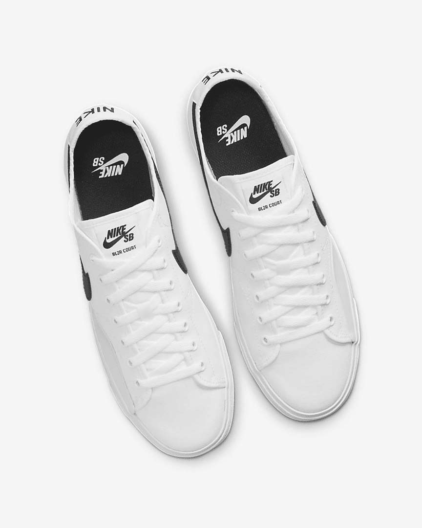 White / White / Black / Black Women's Nike SB BLZR Court Skate Shoes | UK5059