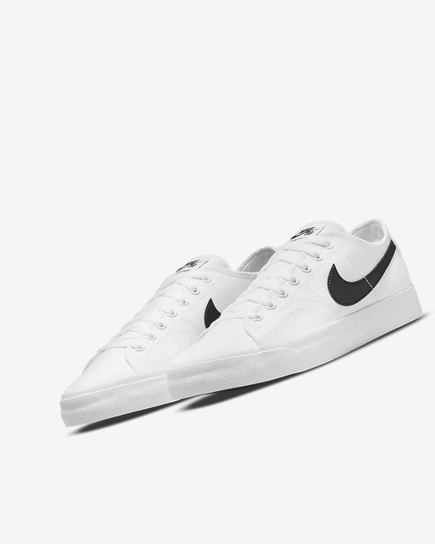 White / White / Black / Black Women's Nike SB BLZR Court Skate Shoes | UK5059