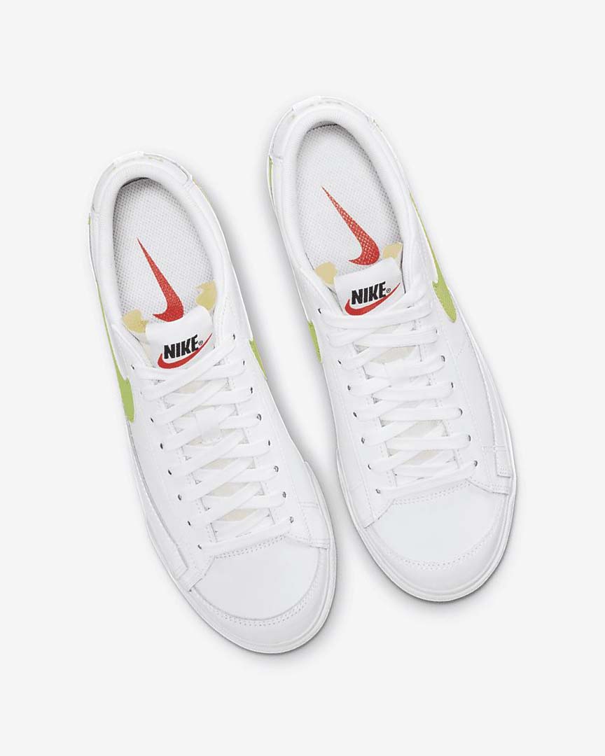 White / White / Black / Light Lemon Women's Nike Blazer Low Platform Sneakers | UK3098