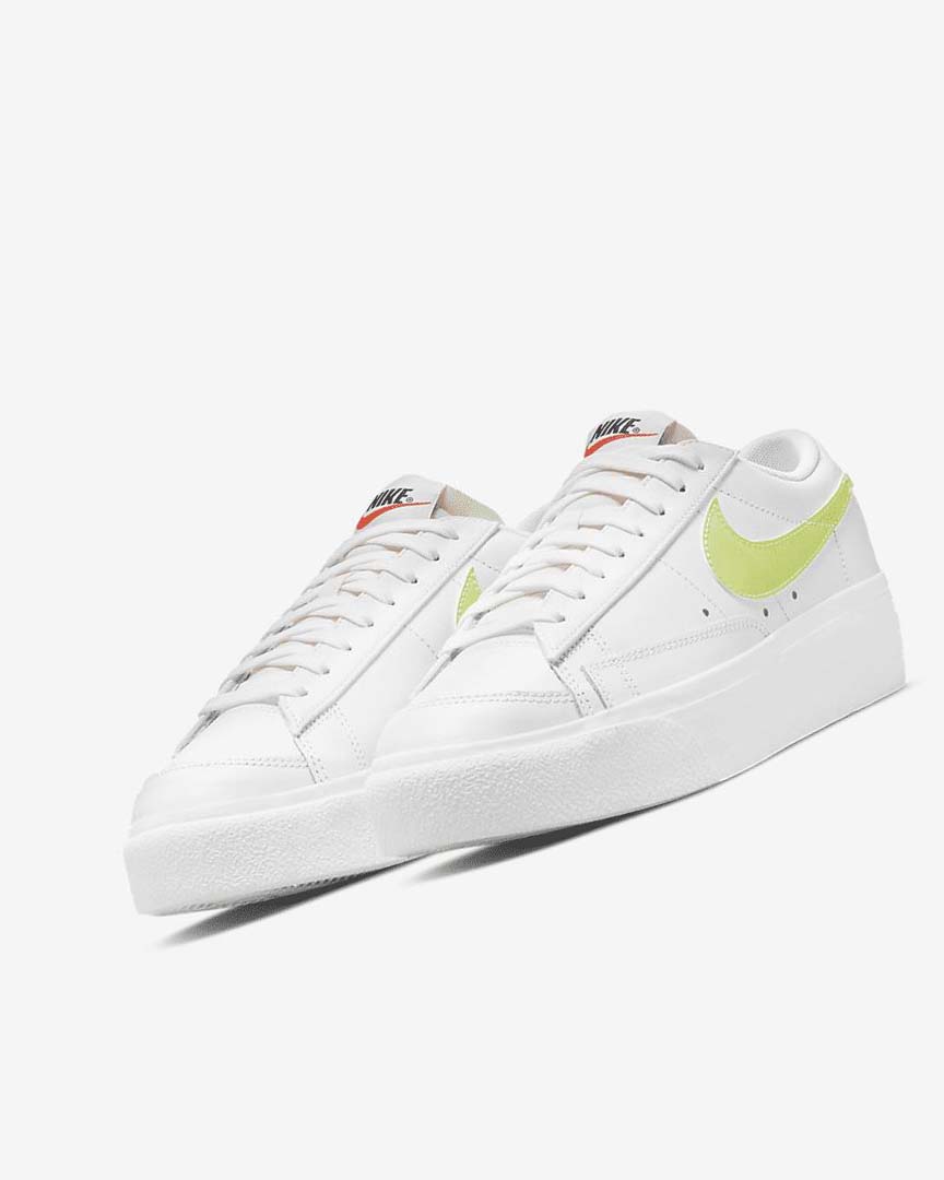 White / White / Black / Light Lemon Women's Nike Blazer Low Platform Sneakers | UK3098