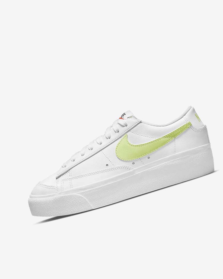 White / White / Black / Light Lemon Women\'s Nike Blazer Low Platform Sneakers | UK3098