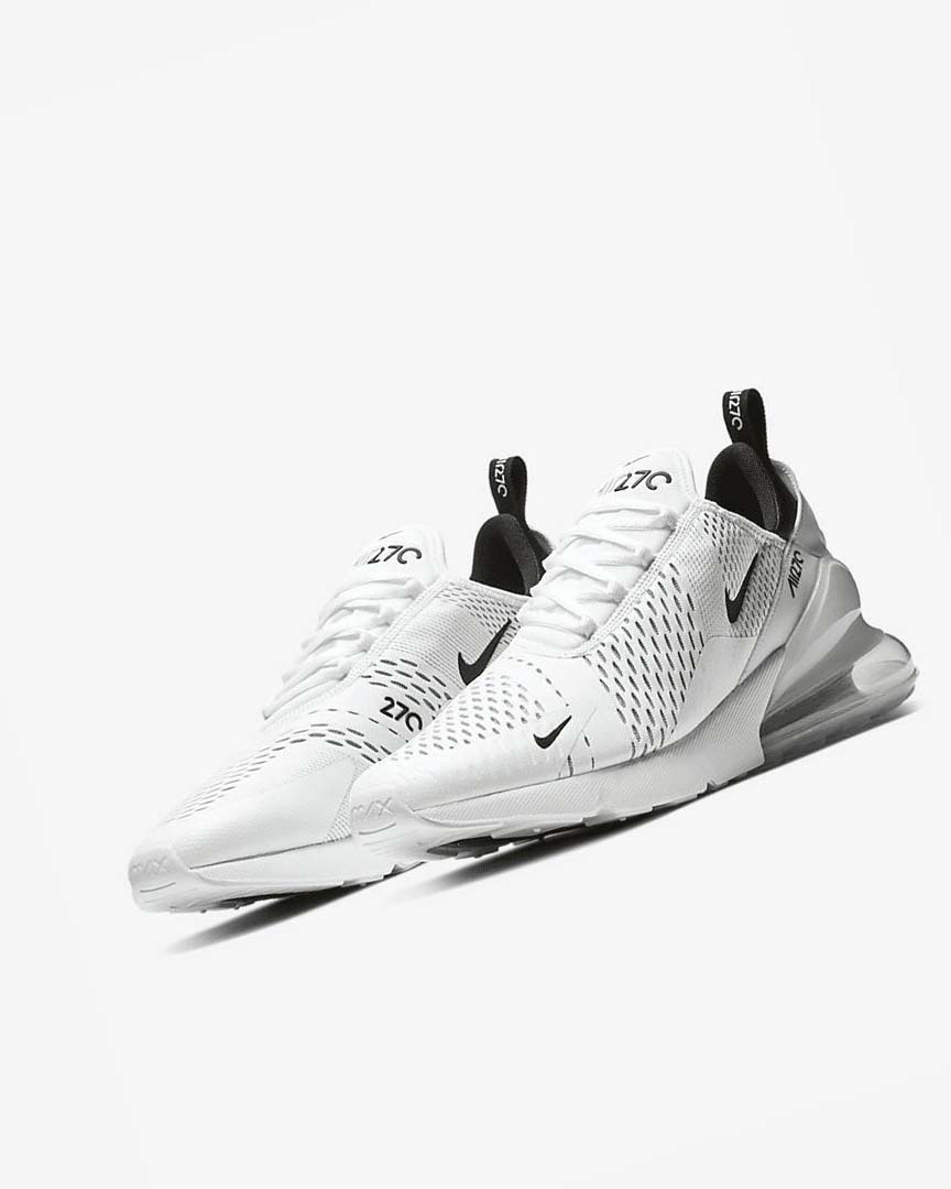 White / White / Black Men's Nike Air Max 270 Casual Shoes | UK2487