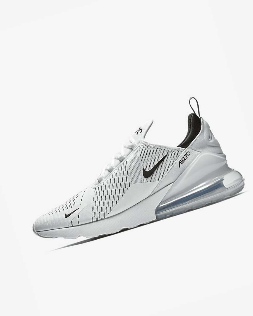 White / White / Black Men\'s Nike Air Max 270 Casual Shoes | UK2487